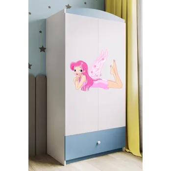 Šatní skříň Dětská skříň Babydreams 90 cm víla s křídly modrá