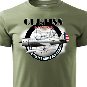 STRIKER Tričko Curtiss P-36 Hawk Barva: Olivová, Velikost: XL