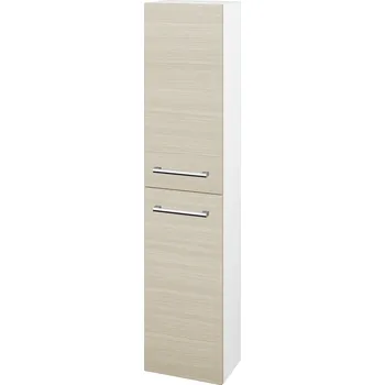 Koupelnový nábytek Dřevojas Vysoká skříň DOS SV1D2 35 - N01 Bílá lesk / Úchytka T03 / D04 Dub / Pravé