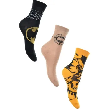 Černo-béžovo-žluté trojbalení chlapeckých ponožek Marvel Batman Velikost: 23/26