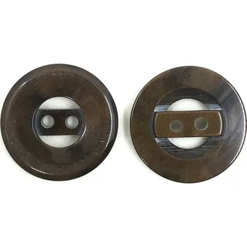 Knoflík GOM110, Knoflík, 28mm, hnědý, žíhaný, s otvorem, 1ks