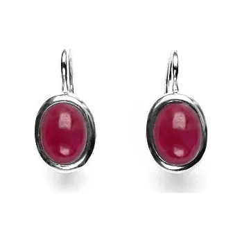Náušnice Stříbrné náušnice přírodní rubín 8x6 mm - NK1355 (Stříbrné náušnice s přírodním rubínem)
