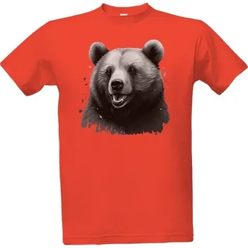 Tričko s potiskem Černobílý vysmátý medvěd pánské