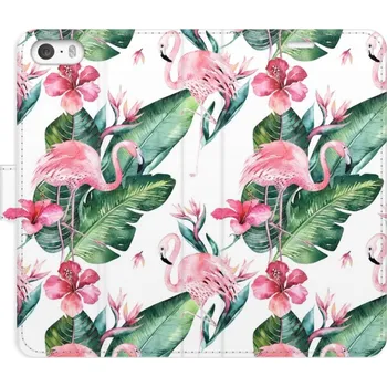 Pouzdro na mobilní telefon Flipové pouzdro iSaprio - Flamingos Pattern - iPhone 5/5S/SE