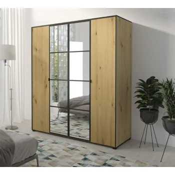 Šatní skříň Šatní skříň OSLO I 180 se zrcadlem dub artisan/černá