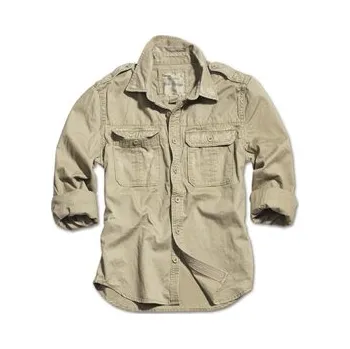 Pánská košile Košile RAW VINTAGE s dlouhým rukávem KHAKI S - Skladem