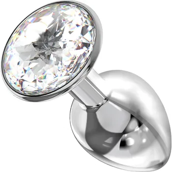 Ocelový anální kolík s čirým šperkem Lola Diamond small