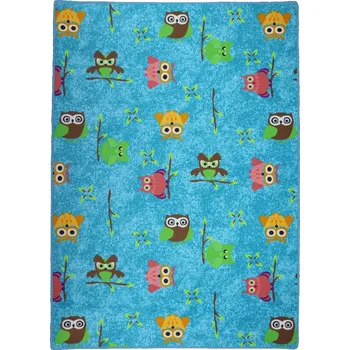 Koberec Dětský kusový koberec Sovička Silk 5298 tyrkys, 80x120, modrá, dětský pokoj, Vopi - 1 rok na vrácení + DOPRAVA ZDARMA k Vám i zpět