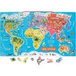 Magnetická mapa světa Janod na zavěšení anglická verze od 5 let puzzle 92 magnetů
