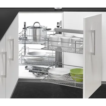 Kuchyňská skříňka Wireli Slepý úhel KOMFORT s tlumením / Chrom Pravý 450 mm