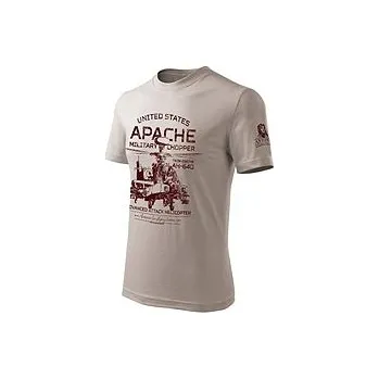 Triko bojový vrtulník APACHE AH-64D SVĚTLE ŠEDÉ XXL - Skladem