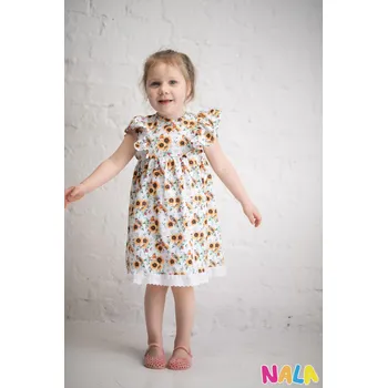 Dívčí šaty Nala Šaty se slunečnicemi 122 bílá