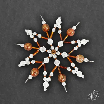 Vánoční ozdoba Veronika Designs Vánoční korálková hvězda 0390 (PEVNÁ A NEREZ) Christmas bead ornament Průměr 7,8 cm