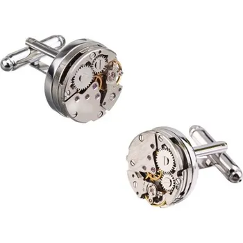 Manžetový knoflíček Manžetové knoflíčky otevřený hodinový strojek Stříbrná