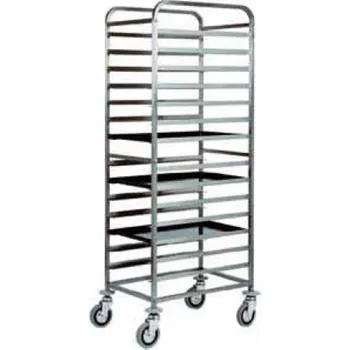 Servírovací stolek Vozík nerez se vsuny na 14 plechů 60x40 cm rozteč mezi plechy 6 cm