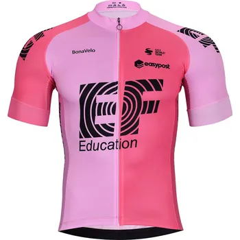 cyklistický dres BONAVELO Cyklistický dres s krátkým rukávem - EDUCATION-EASYPOST 2023 - růžová/černá