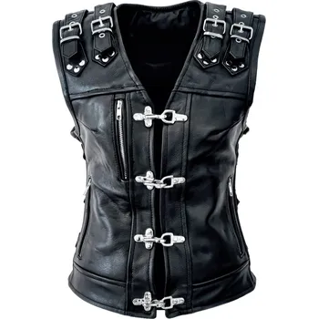 Moto vesta L&J Dámská kožená vesta na motorku Cruiser Lady černá XL