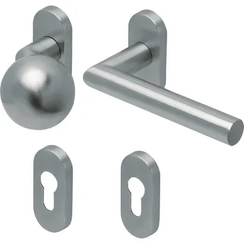 Dveřní kování COBRA LOŽISKOVÉ KOVÁNÍ VISION-R OVAL PB3.0 Provedení: PZ RE (klika pravá/koule), Povrch: IN - nerez