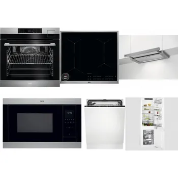 Set domácích spotřebičů AEG BSK792380M + AEG Mastery SenseBoil IAE64413XB + AEG DPE5660M + AEG Mastery MSB2547D-M + AEG FSK73607Z + AEG Mastery FlexiShelf SCE818D3LC
