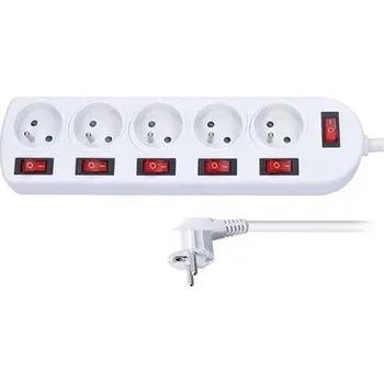 Solight PRODLUŽOVACÍ PŘÍVOD 3m - 5x10A + 6 VYPÍNAČŮ