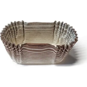 Jednorázové nádobí Košíček papírový oválný 40x20, v.20mm (hnědý proužek) 1000 ks/bal