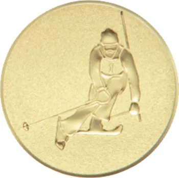 Emblém sjezd na lyžích, pr. 25 mm, zlato