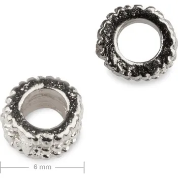 Korálek Kovový korálek mezidíl kolečko 6 mm v barvě platiny