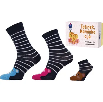 Dámské ponožky Ponožky dárkové kojenecké a dospělé Novia - máma + táta + dítě
