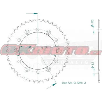 Řetězová sada pro motocykl SUNSTAR (Japonsko) Rozeta ESJOT 50-32001-43 - Honda SLR650, 650ccm - 97-01