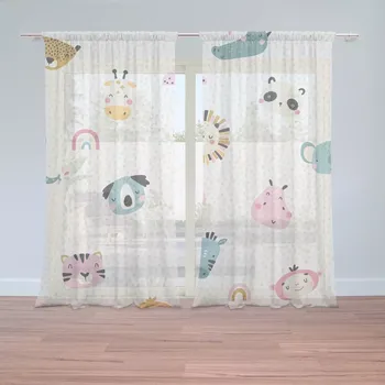 Záclona Záclony Hroch, zebra a slunce: 2 ks - 150x250 cm - Sablio