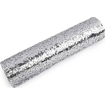 Stuha Pavučinka / štola / běhoun dekorační s glitry šíře 24 cm - stříbrná