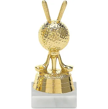 Figurka golf - míček a hole, 9 cm, zlato, včetně podstavce