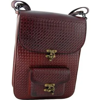 Módní doplněk Lesnicka brašna hovězina s kapsou hnědá zdobená