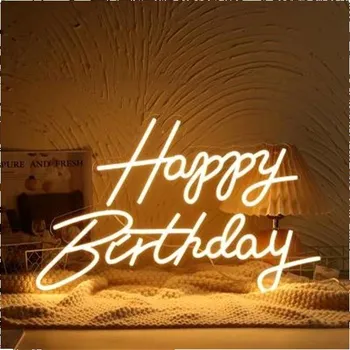 Žárovka Funny Fashion LED neon svíticí dekorace Happy Birthday teplá bílá