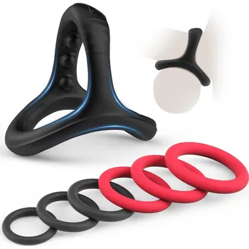 Paloqueth Canrok Silicone Penis Rings Set Black 7 pack
