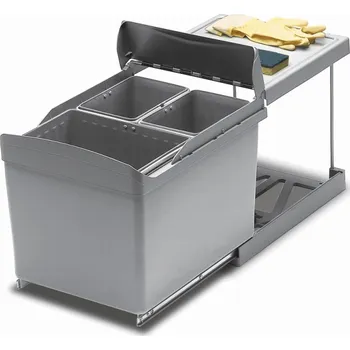 Odpadkový koš Gollinucci Výsuvný odpadkový koš LINEA 450mm - 1x16L 1x7,5L / šedá