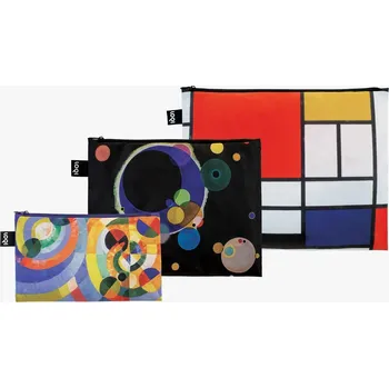 Kosmetická taška Taštičky na zip 3 ks LOQI MONDRIAN, KANDINSKY, DELAUNAY