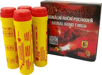 Zábavní pyrotechnika PYRO MORAVIA Signální ruční pochodeň červená 4 ks