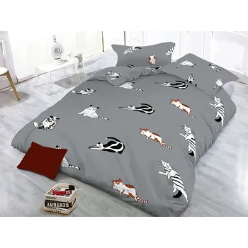 Povlečení XPOSE® Mikrosaténové povlečení LÍNÉ KOČKY 140x200 cm, 70x90 cm, Mikrosatén + Prodloužená možnost vrácení zboží do 50 dnů