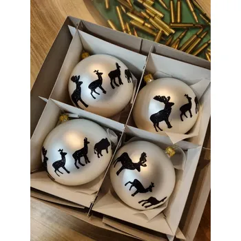 TETRAO vánoční koule 10 cm stříbrná lesklá 4 ks