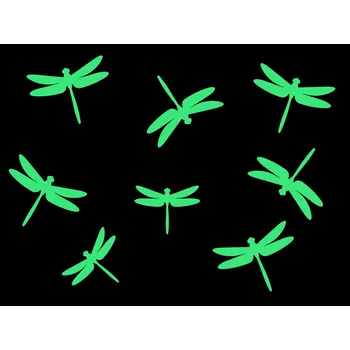 Samolepící dekorace Svítící vážky samolepky na zeď arch 20 x 20 cm