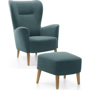 Křeslo Křeslo ušák s podnožkou Next | FUNKČNÍ LÁTKA | tyrkysová 77 | nohy buk | AKCE