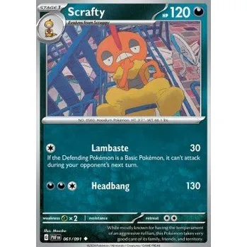 Volný čas Pokémon PAF 061/091 Scrafty - Paldean Fates Stav: Near Mint, Verze: NORMAL