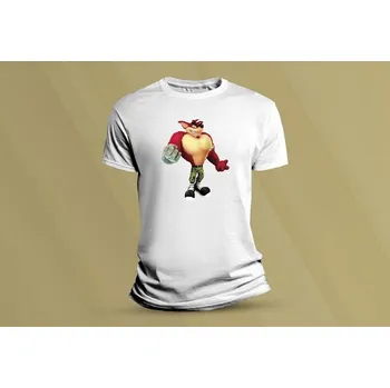 Chlapecké tričko Dětské bavlněné tričko Crunch Bandicoot. Bílá velikost S