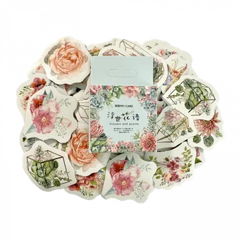 samolepka Sada samolepek - Pastelové květiny (46ks)