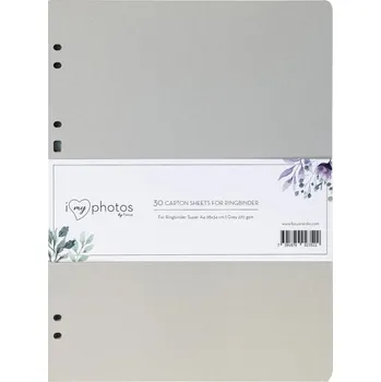 Fotoalbum FOCUS šedé listy na fotografie, 23,5x31,7cm, 30ks, do šanonu Super A4