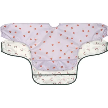Bryndák LÄSSIG set 2 ks bryndáků Long sleeve Bibs Happy Rascals Heart levander