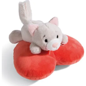 plyšák Nici plyš Love Kočička huňatá ležící, srdce, 13cm, GREEN