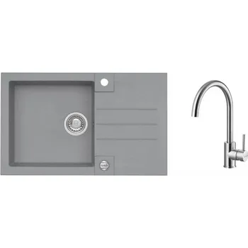 Granitový dřez Alveus SET ROCK 130 Steel + BATERIE ELZA + dárek + 5 % sleva v košíku s kódem SLEVA5