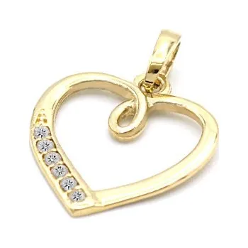 Přívěsek Zlatý přívěsek srdce se zirkony 1,12g